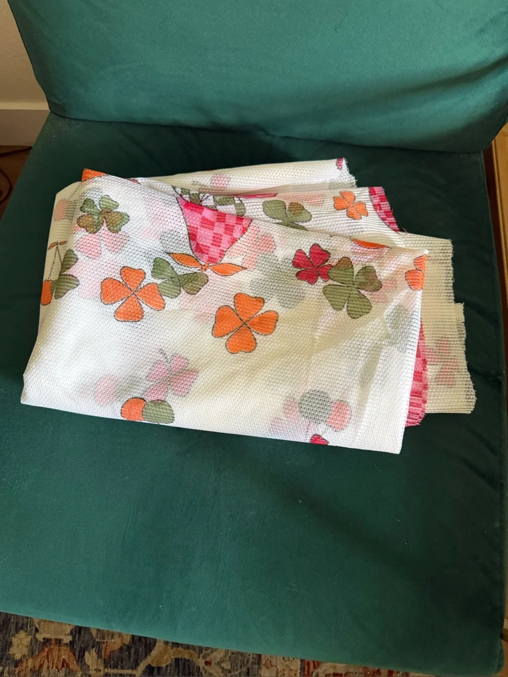 Material Fabric Fruit Print White Transparent